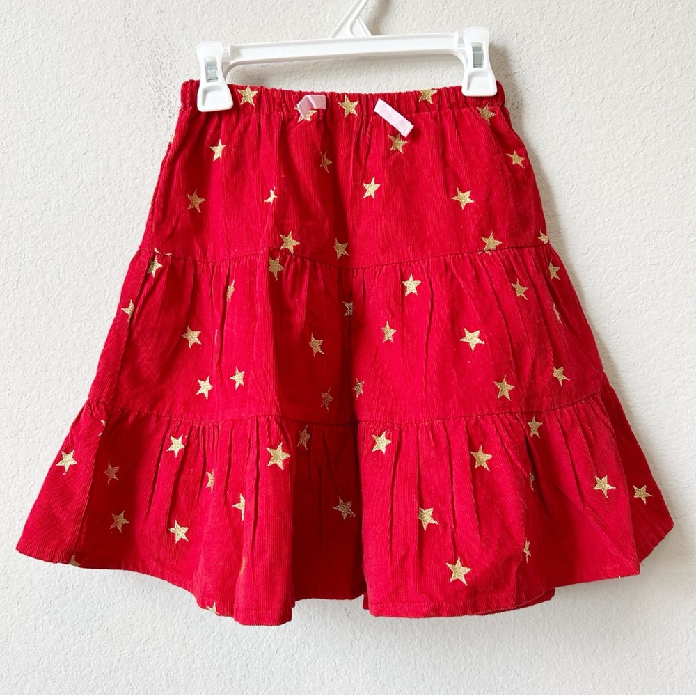 Mini Boden Red Skirt with Gold Stars